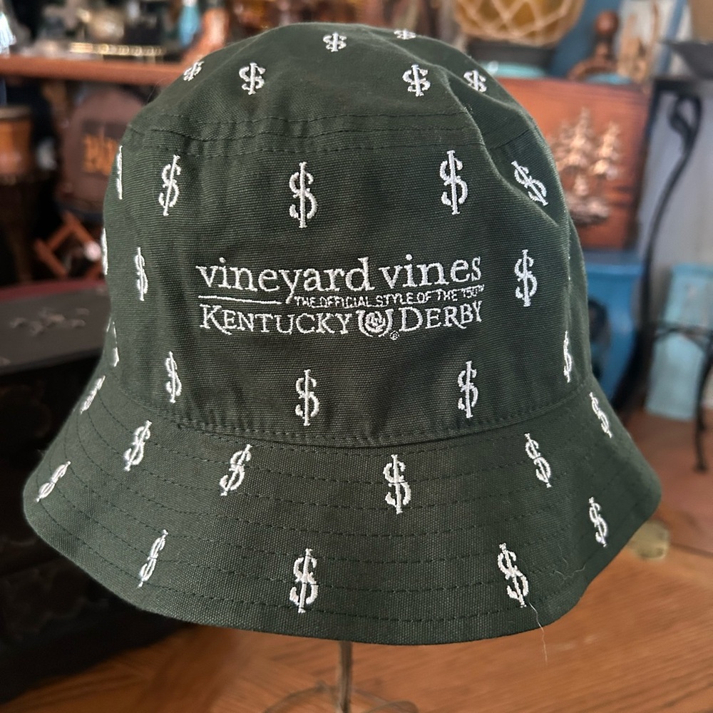 Vineyard Vines Hunter Green Bucket Hat w Dollar Signs - Picture 6 of 14
